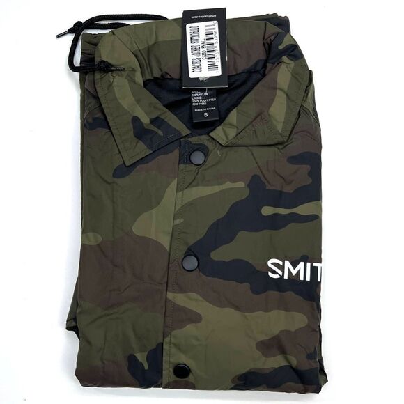 NWT Smith Men US S Olive Camo Coaches Jacket Snap Front Windbreaker | $200 - Picture 11 of 12
